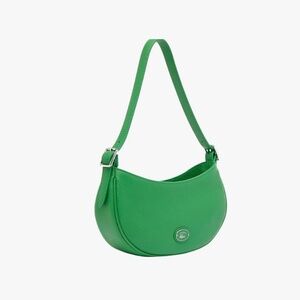 Lacoste Top Grain Leather Halfmoon Shoulder Bag in Green